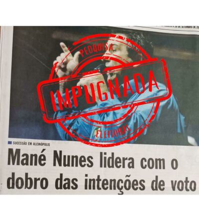 Imagem da notícia Justiça Eleitoral suspende divulgação de pesquisa que apontava Mané Nunes como favorito em Alcinópolis